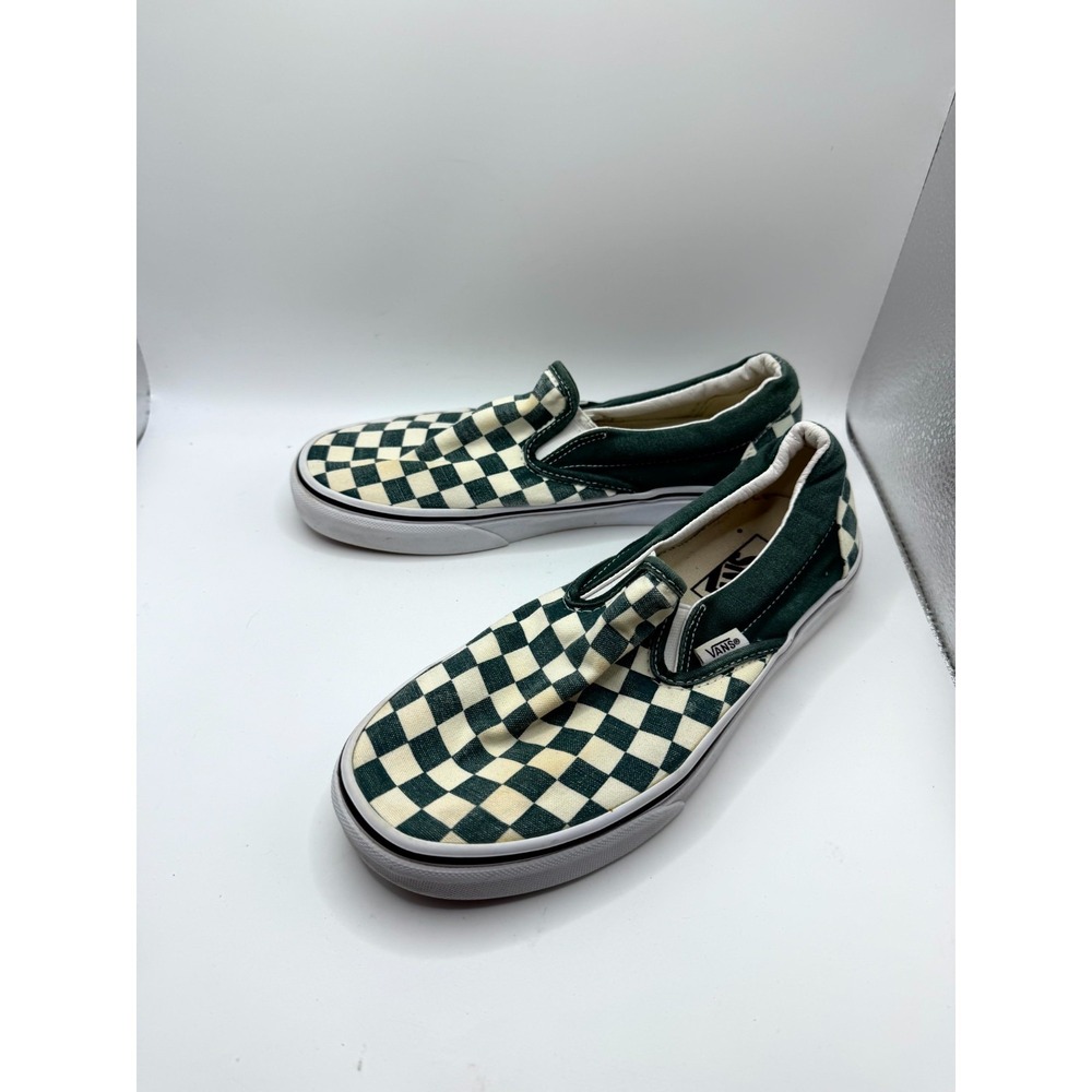 VANS Classic Slip-On Checkerboard Mens 6 Emerald Green Canvas Skateboard Shoes